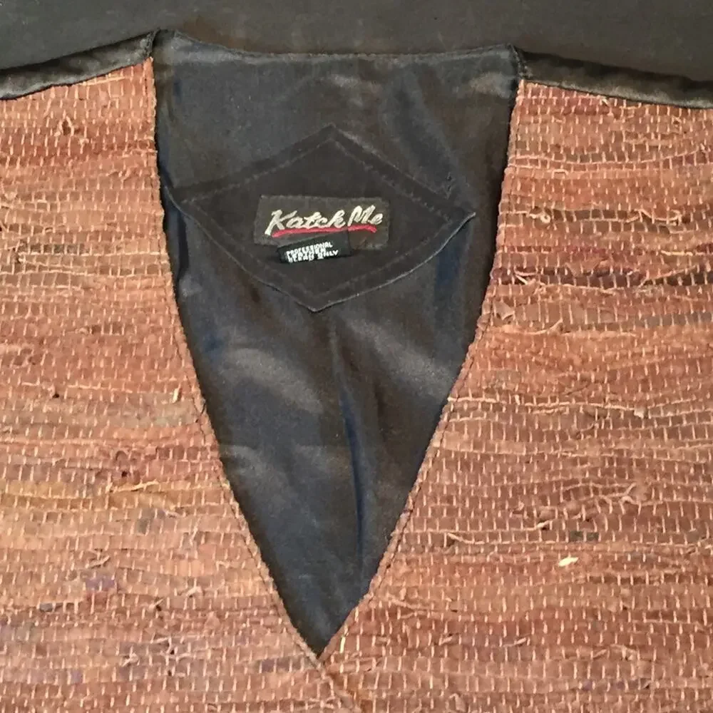 Katch Me Retro Biker NWT Cowboy Vintage Western Brown Suede Leather Vest L N - Picture 4 of 8